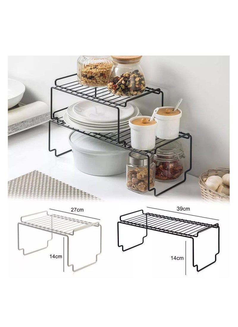 Generic Kitchen Shelf & Organizer Set – Dual-Sized Durable Metal Larger size (39×19×14 cm), Smaller size (27×19×14 cm) in Trendy Black X  - Image 3