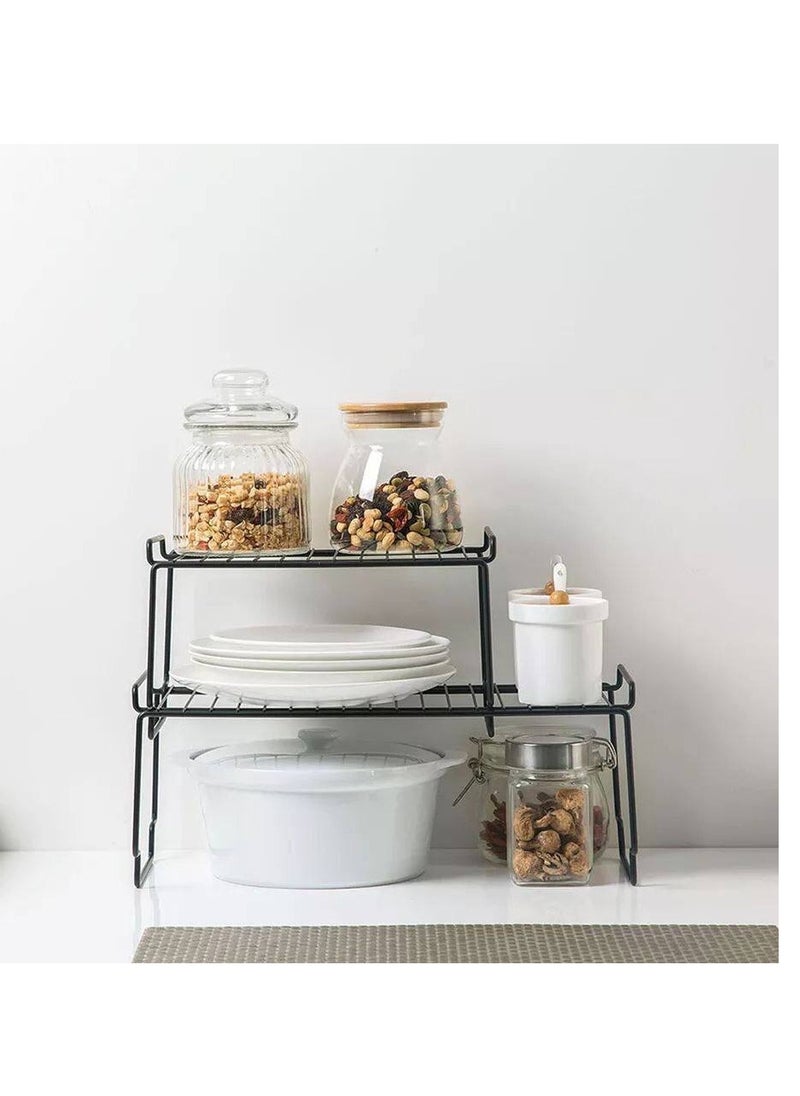 Generic Kitchen Shelf & Organizer Set – Dual-Sized Durable Metal Larger size (39×19×14 cm), Smaller size (27×19×14 cm) in Trendy Black X  - Image 4