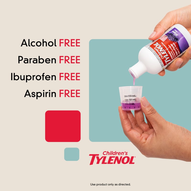 Tylenol Children's Pack with Liquid Oral Suspension, 4 Fl. Oz and Grape Chewables, 24 Count - Image 5