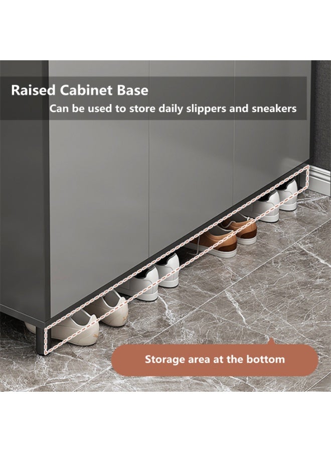هيكسدريم خزانة الأحذية رف تخزين الأحذية خزانة الأحذية مع 3 أبواب و2 أدراج مناسبة للممرات وغرف المعيشة وغرف النوم باللون الرمادي - Image 5