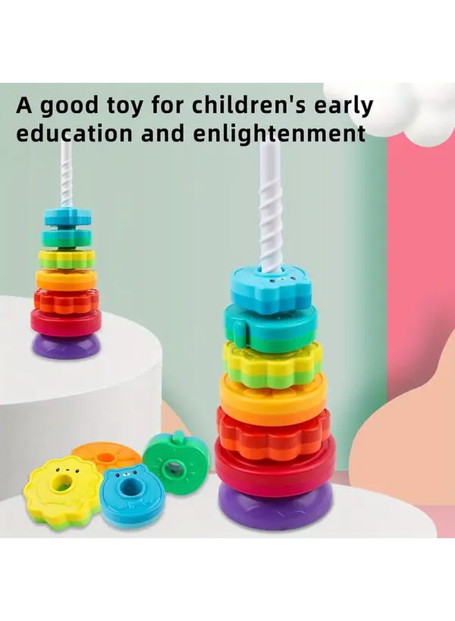Macaron Color Rotating Tower Toy With 6 Rings For Fine Motor Skills Development - Image 4