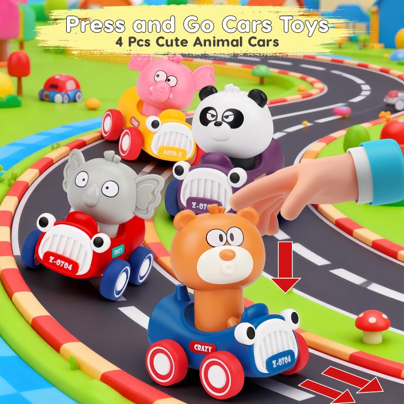 AugToy Press and Go Toy Cars for Toddlers 1-3, Animal Racing Cars Infant Baby Toys 6-9-12-18 Months, Cars Toys for 1 2 Year Old Boy Girl Gifts, One 1st First Year Old Boy Girl Birthday Easter Gifts - Image 2