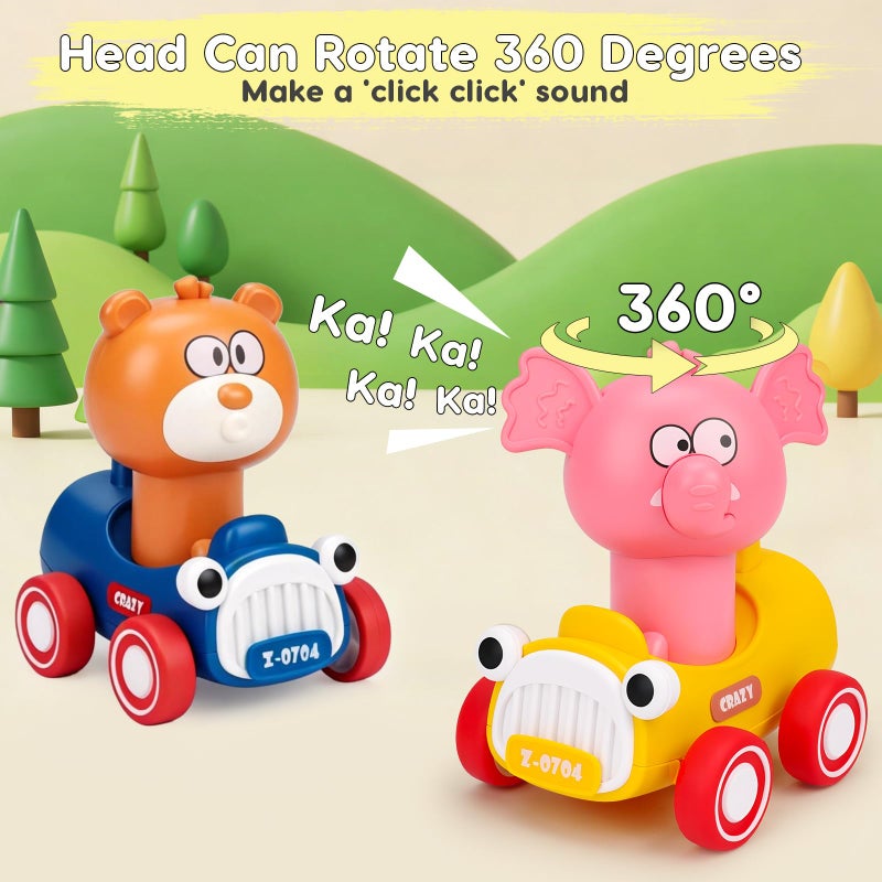 AugToy Press and Go Toy Cars for Toddlers 1-3, Animal Racing Cars Infant Baby Toys 6-9-12-18 Months, Cars Toys for 1 2 Year Old Boy Girl Gifts, One 1st First Year Old Boy Girl Birthday Easter Gifts - Image 3
