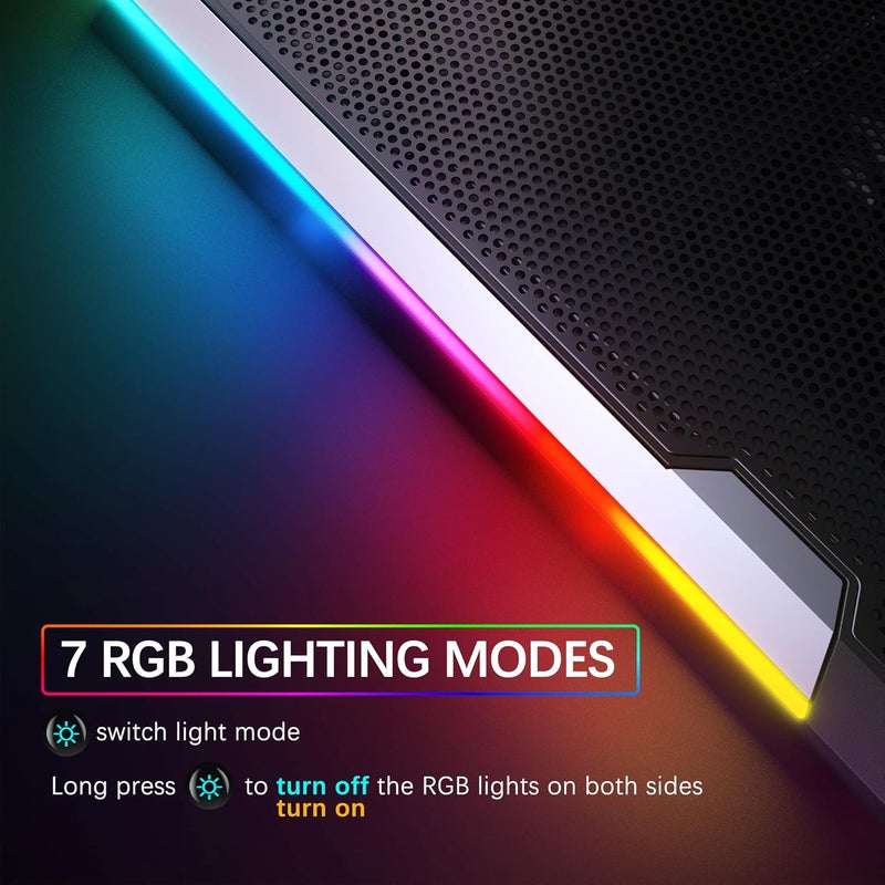 وسادة تبريد لابتوب C11 RGB مع ارتفاع قابل للتعديل و 6 مراوح هادئة - Image 4