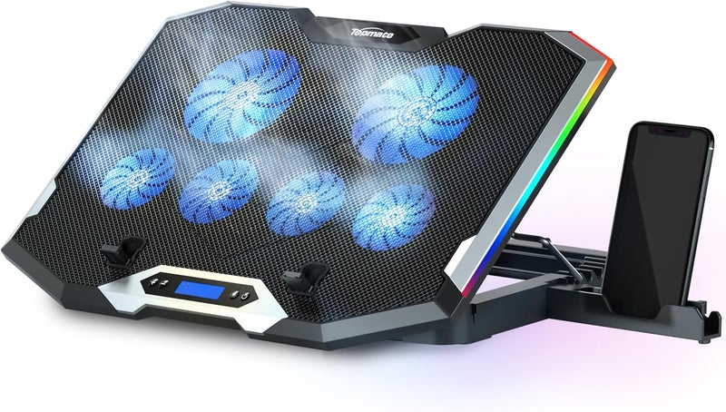 وسادة تبريد لابتوب C11 RGB مع ارتفاع قابل للتعديل و 6 مراوح هادئة - Image 1