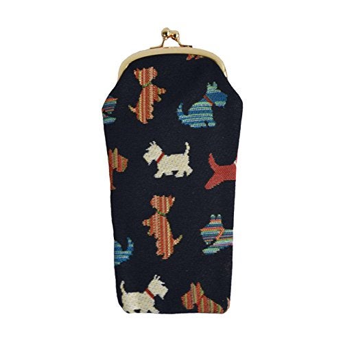 Signare Tapestry Glasses Case for Women Eyeglass Pouch With Playful Puppy (GPCH-PUPPY) - Image 1