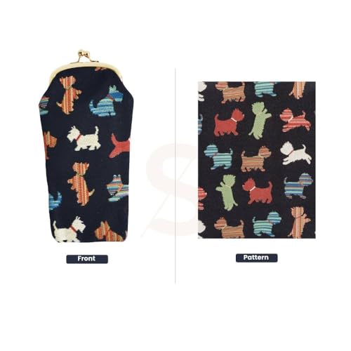 Signare Tapestry Glasses Case for Women Eyeglass Pouch With Playful Puppy (GPCH-PUPPY) - Image 2