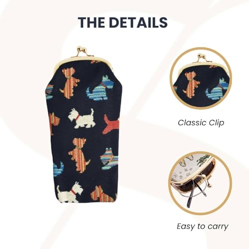 Signare Tapestry Glasses Case for Women Eyeglass Pouch With Playful Puppy (GPCH-PUPPY) - Image 4