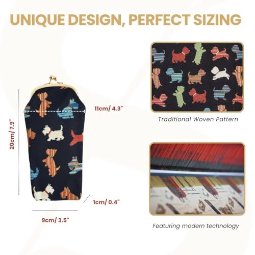 Signare Tapestry Glasses Case for Women Eyeglass Pouch With Playful Puppy (GPCH-PUPPY) - Image 3