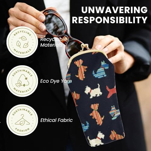 Signare Tapestry Glasses Case for Women Eyeglass Pouch With Playful Puppy (GPCH-PUPPY) - Image 5
