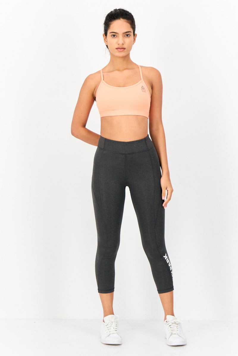 Reebok حمالة صدر رياضية مبطنة بشعار العلامة التجارية للنساء، خوخي - Image 4