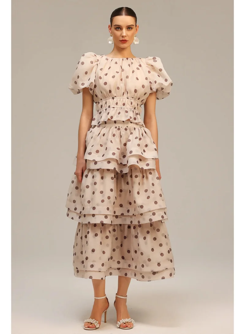 Bella Barnett Willa Puff Sleeves Dot Printed Top And Skirt Two-Piece Set