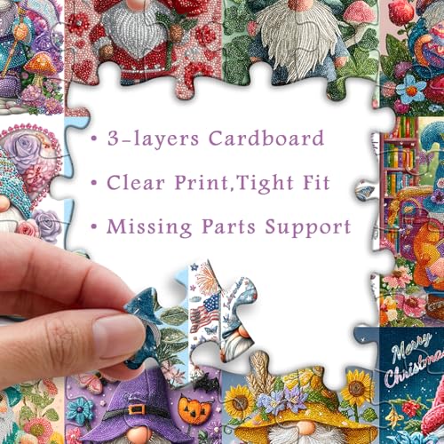 PICKFORU Festival Gnomes 1000 Piece Puzzle for Adults Cute Diamond Dwarf Jigsaw Puzzles Colorful Challenging Gnomes Collection Puzzle - Image 5
