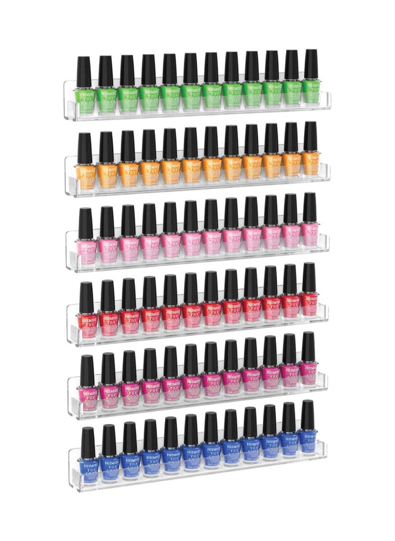 SMARTPOINTS Acrylic Wall Mounted Nail Polish Display Stand Display Rack Nail Polish Organiser Storage for Wall Mounted Storage Shelves Holder - 6pcs  - Image 1