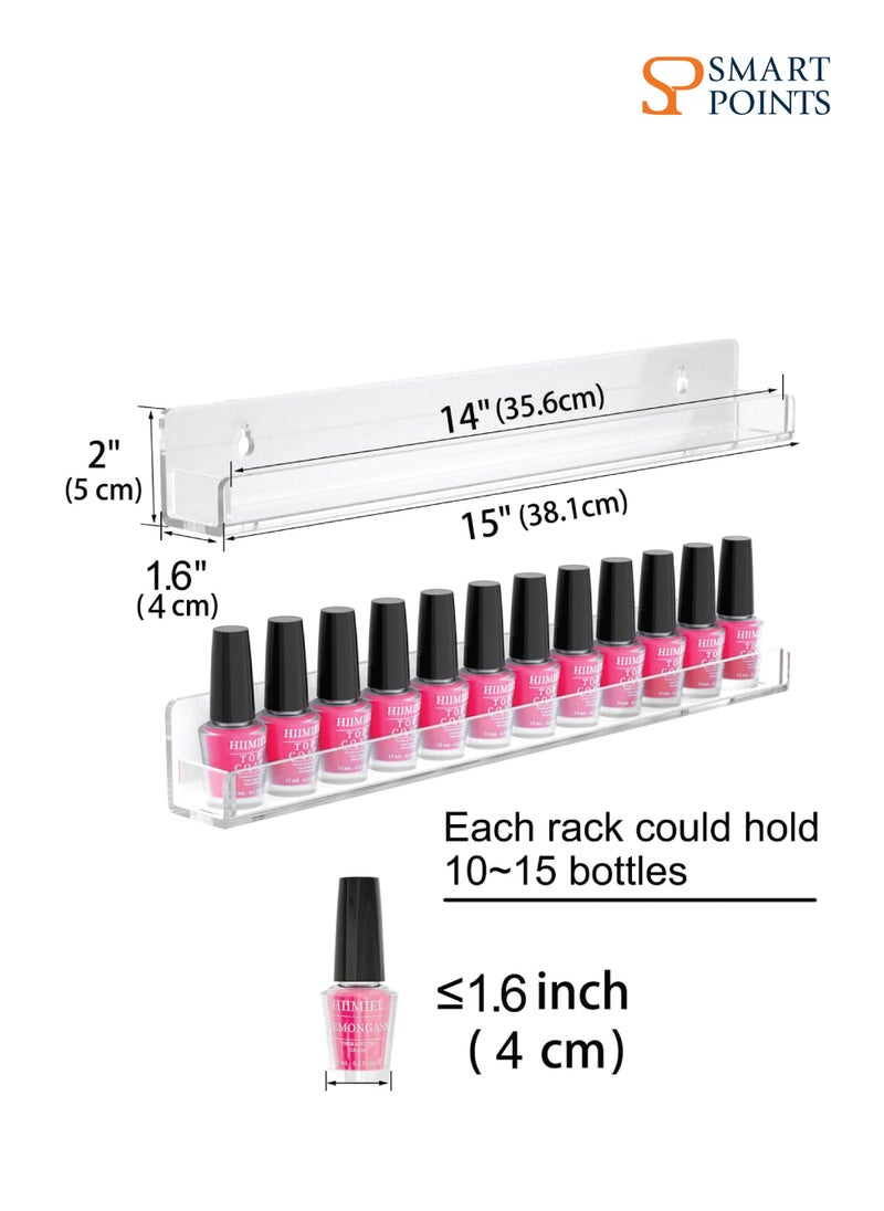 SMARTPOINTS Acrylic Wall Mounted Nail Polish Display Stand Display Rack Nail Polish Organiser Storage for Wall Mounted Storage Shelves Holder - 6pcs  - Image 4