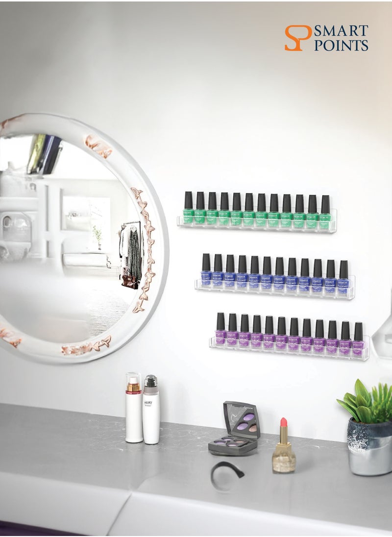 SMARTPOINTS Acrylic Wall Mounted Nail Polish Display Stand Display Rack Nail Polish Organiser Storage for Wall Mounted Storage Shelves Holder - 6pcs  - Image 5