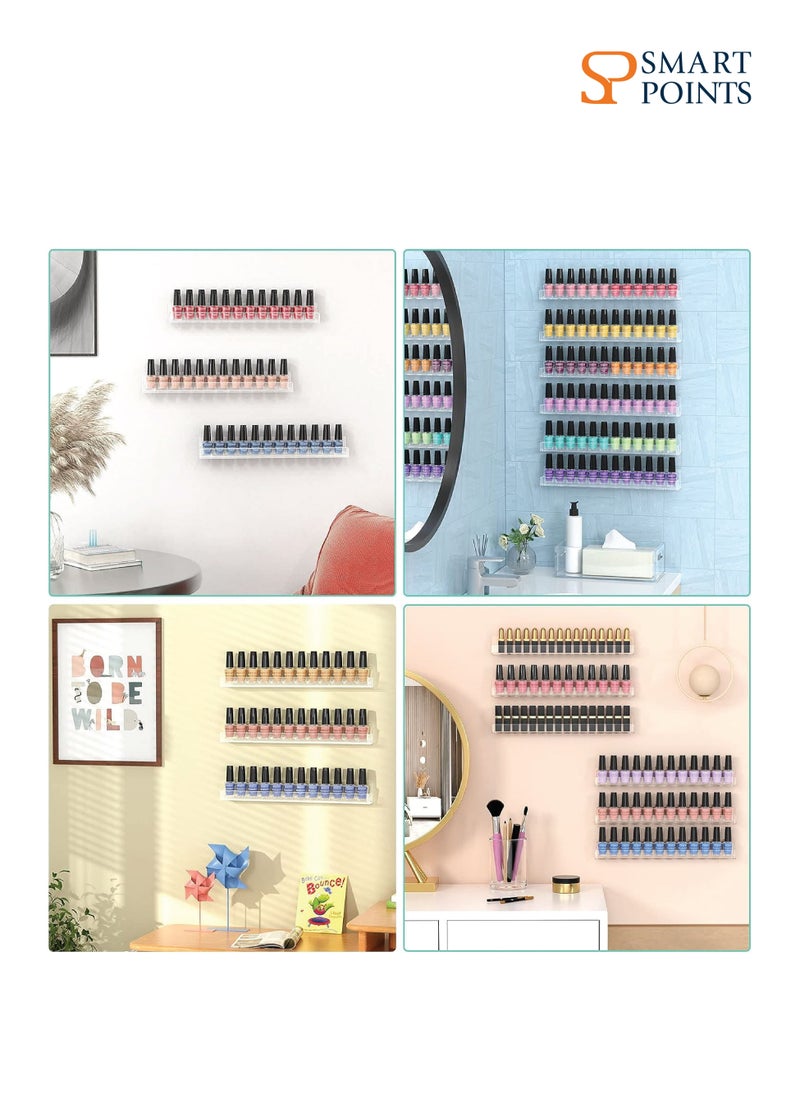 SMARTPOINTS Acrylic Wall Mounted Nail Polish Display Stand Display Rack Nail Polish Organiser Storage for Wall Mounted Storage Shelves Holder - 6pcs  - Image 2