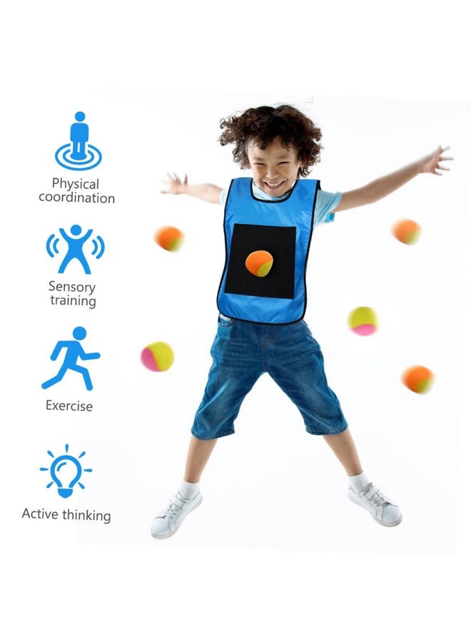 NUOBESTY طقم سترة كرة لاصقة للأطفال، 16.9x11.8 بوصة 2 سترة كرة دودج لاصقة مع 10 كرات رمي، لعبة تفاعلية للوالدين والأطفال للعب في الداخل والخارج - Image 3