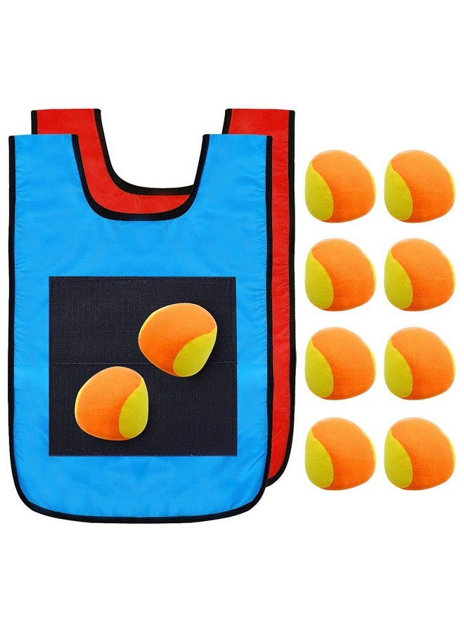 NUOBESTY طقم سترة كرة لاصقة للأطفال، 16.9x11.8 بوصة 2 سترة كرة دودج لاصقة مع 10 كرات رمي، لعبة تفاعلية للوالدين والأطفال للعب في الداخل والخارج - Image 1
