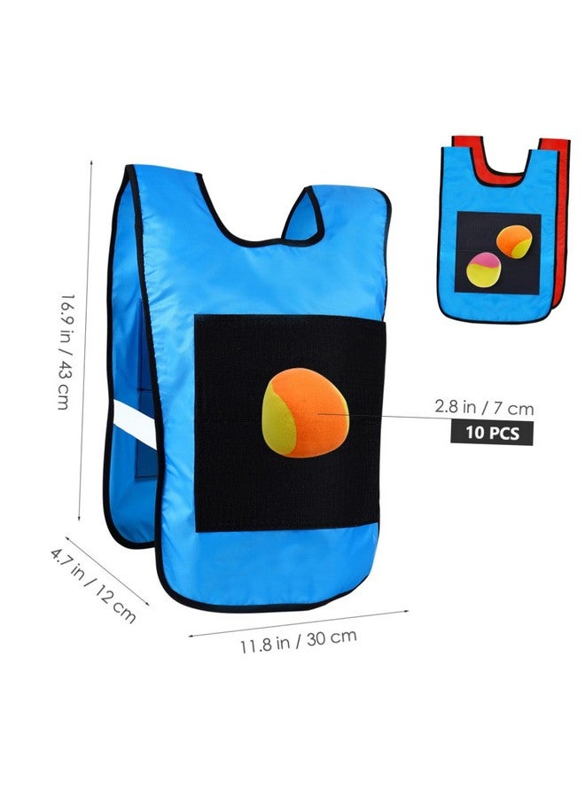 NUOBESTY طقم سترة كرة لاصقة للأطفال، 16.9x11.8 بوصة 2 سترة كرة دودج لاصقة مع 10 كرات رمي، لعبة تفاعلية للوالدين والأطفال للعب في الداخل والخارج - Image 2