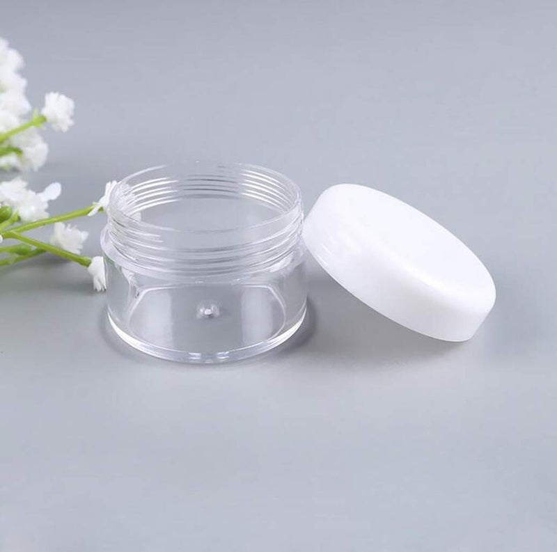 XINGZI 24PCS 15ml 0.5oz Refillable Clear Empty Plastic Cosmetic Containers Jars with White Plastic Screw Cap Lid for Lotions Creams Nail Powder Eye Shadow Plastic Storage Containers for Domestic Use - Image 2