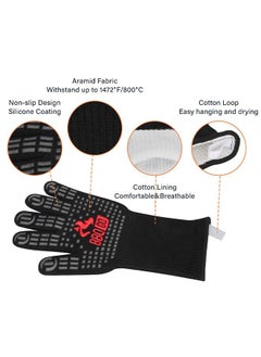 INKBIRD INKBIRD Grill Mitts BBQ Grill Gloves 800℃ Extreme Heat Resistant Grilling Gloves Non-Slip Silicone Insulated for Cooking Baking Grill Welding Smoker  - Image 3