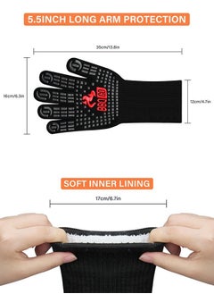 INKBIRD INKBIRD Grill Mitts BBQ Grill Gloves 800℃ Extreme Heat Resistant Grilling Gloves Non-Slip Silicone Insulated for Cooking Baking Grill Welding Smoker  - Image 2