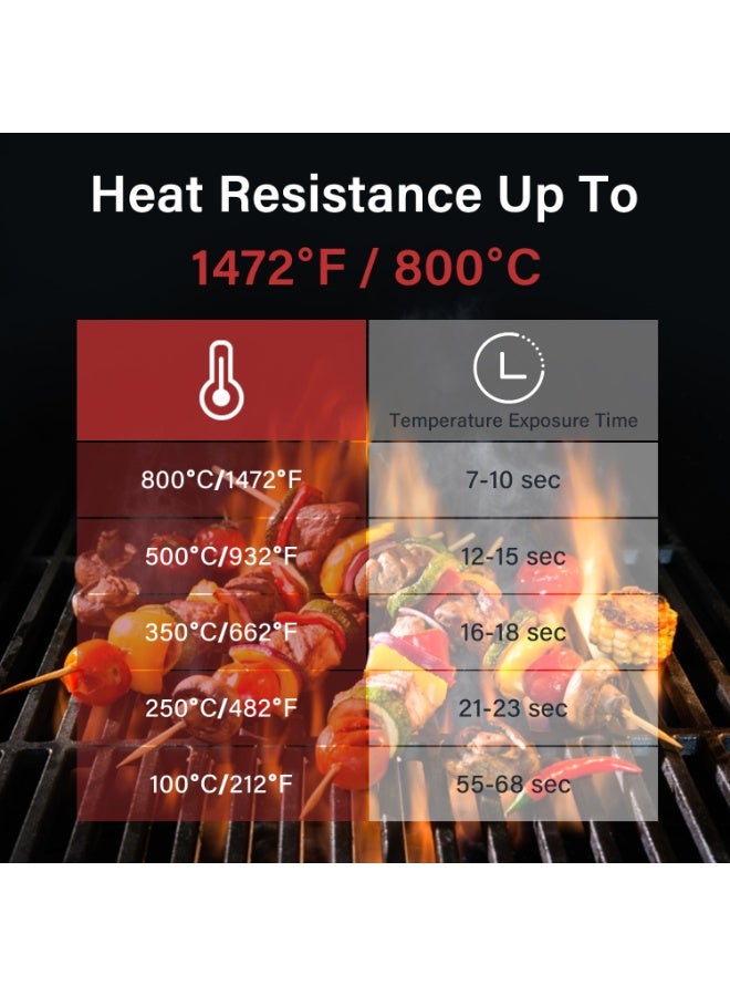 INKBIRD BBQ Gloves 800°C Extreme Heat Resistant Grill Gloves, Insulated Grilling Mitts for Kitchen Cooking, Baking, Smoking Use, Non-Slip Silicone, 14cm Long Arm Protection, Comfortable Cotton Lining - Image 5