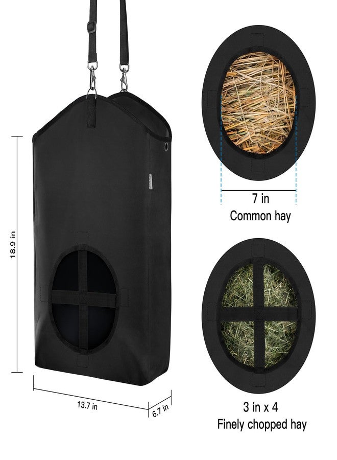 MIYABALA 3 Packs Goat Hay Feeder,Hay Bags for Goats,Horses,Sheep,Premium 600D Oxford Cloth,with Metal Fastener and Adjustable Open Feed Hole for Slow Feeding. (3 Black) - Image 2