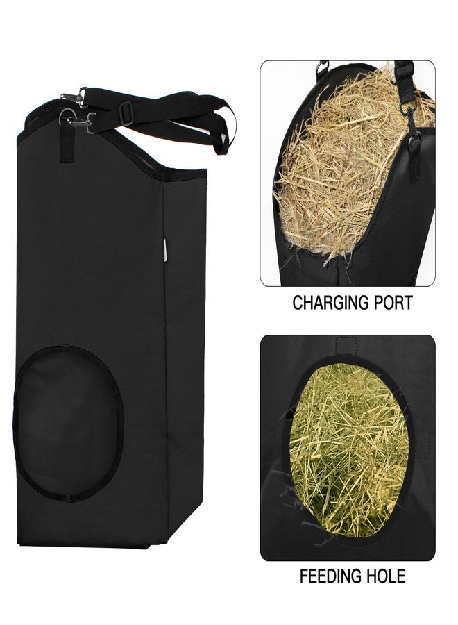 MIYABALA 3 Packs Goat Hay Feeder,Hay Bags for Goats,Horses,Sheep,Premium 600D Oxford Cloth,with Metal Fastener and Adjustable Open Feed Hole for Slow Feeding. (3 Black) - Image 5