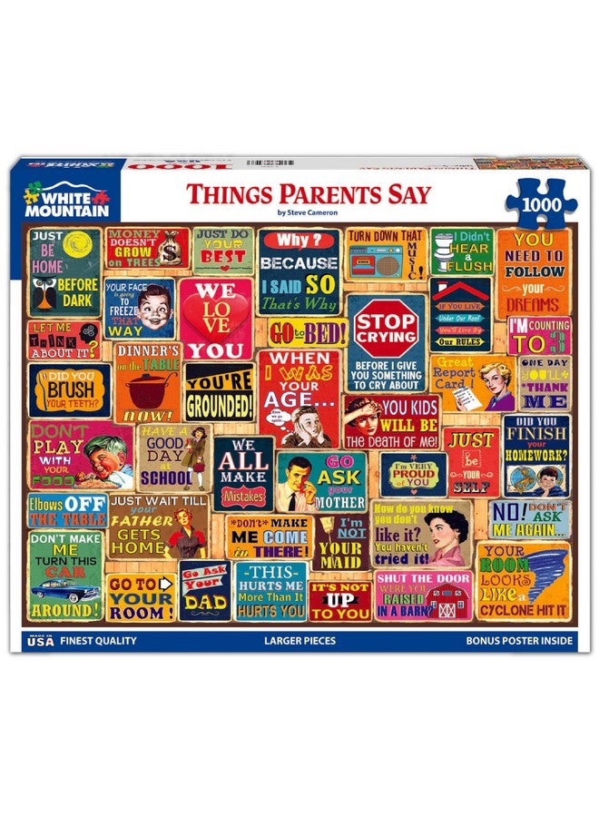 White Mountain Things Parents Say 1000 Piece Jigsaw Puzzle Fun Collage Puzzles for Adults and Family - Image 2