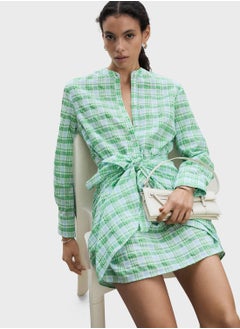 MANGO Check Bow Dress  - Image 3