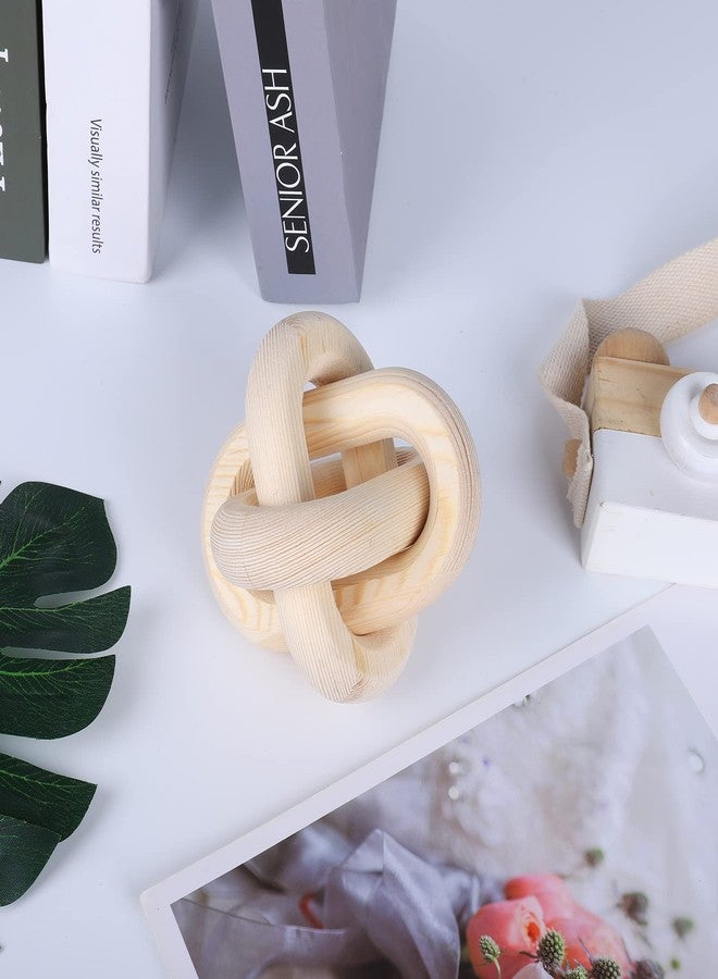 Jlong Wood Knot Decor, 3-Link Wood Chain Link Coffee Table Decor, Small Shelf Decor Accents, Hand Carved Modern Farmhouse Boho Wooden Knot Decorative Chain Wood Decor for Living Room Bedroom Office - Image 3