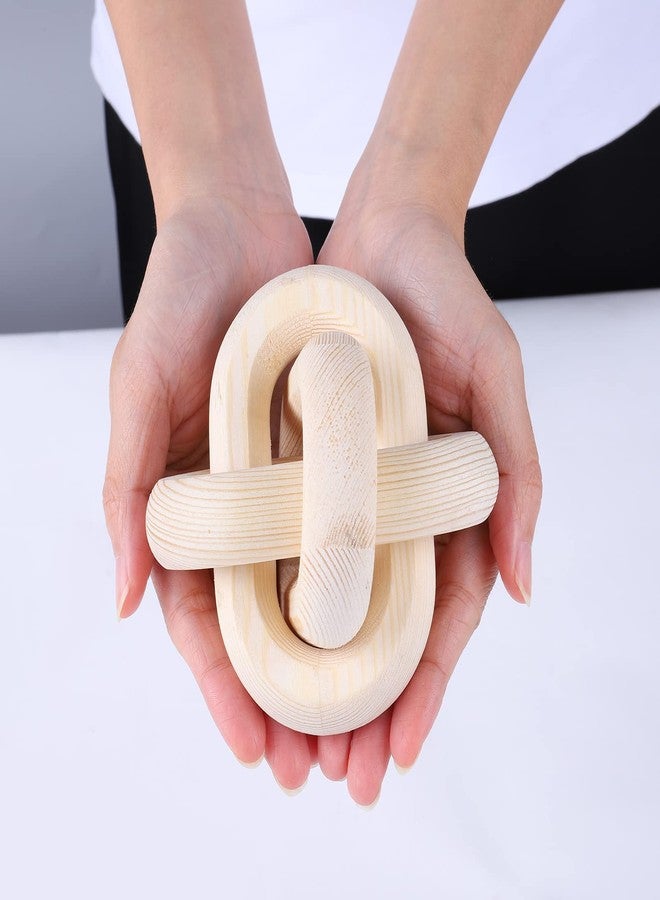 Jlong Wood Knot Decor, 3-Link Wood Chain Link Coffee Table Decor, Small Shelf Decor Accents, Hand Carved Modern Farmhouse Boho Wooden Knot Decorative Chain Wood Decor for Living Room Bedroom Office - Image 4