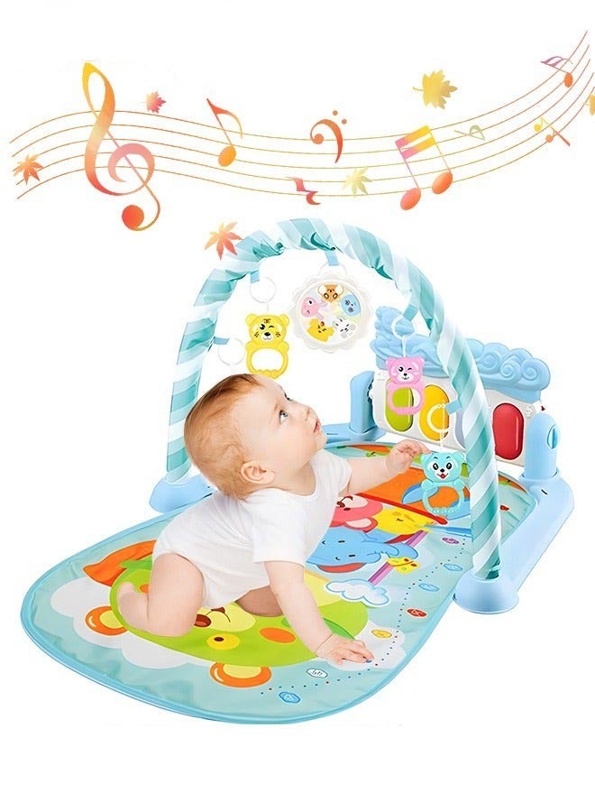 Musical Baby Play Mat with Sensory Toys and Colorful Animal Patterns, Developmental Piano Gym Mat for Babies, Interactive Activity Center for Lying, Sitting, Tummy Time, Requires 3 AA Batteries (Not - Image 1
