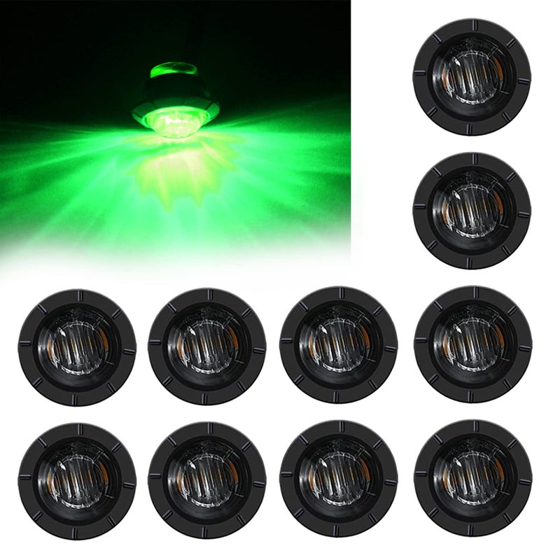FXC 10x 3/4" Round LED Clearence Light Front Rear Side Marker Indicators Light for Truck Car Bus Trailer Van Caravan Boat, Taillight Brake Stop Lamp