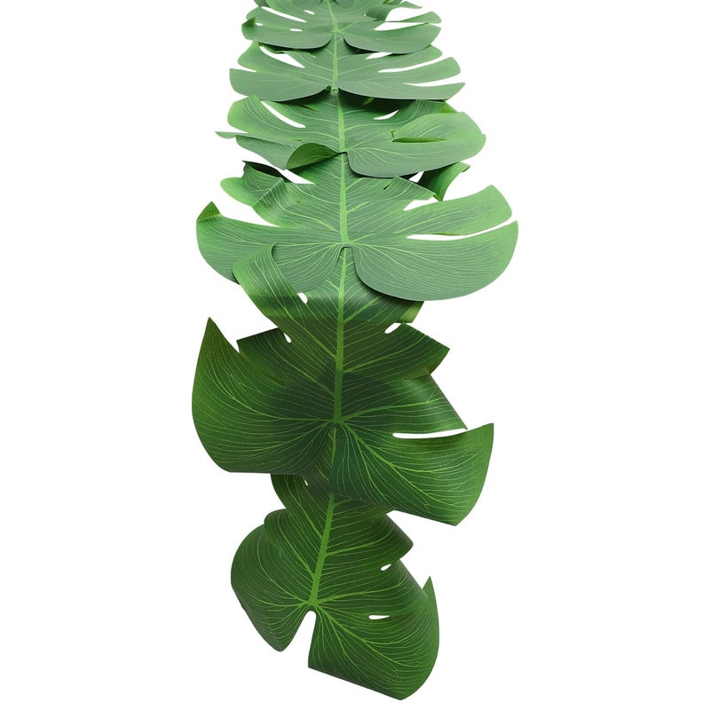 Green Artificial Tropical Palm Leaves Table Runner 30x220cm For Dining Beach Luau Party Decor - Image 2