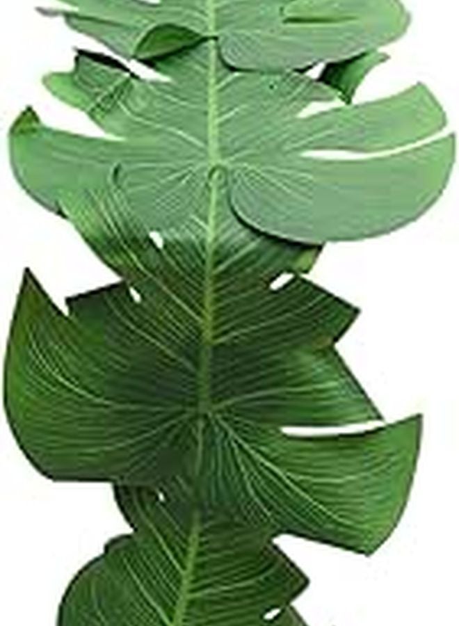 Green Artificial Tropical Palm Leaves Table Runner 30x220cm For Dining Beach Luau Party Decor - Image 1