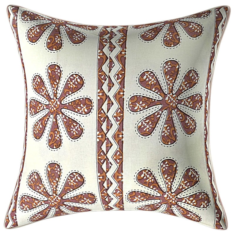 AMLEXTTRIZ AMLEXTTRIZ Cream Animal Print 100 Pure Cotton Cushion Cover Set of 5 Decorative Covers for Sofa Bedroom Living Room Size 16x16 Brown  - Image 3