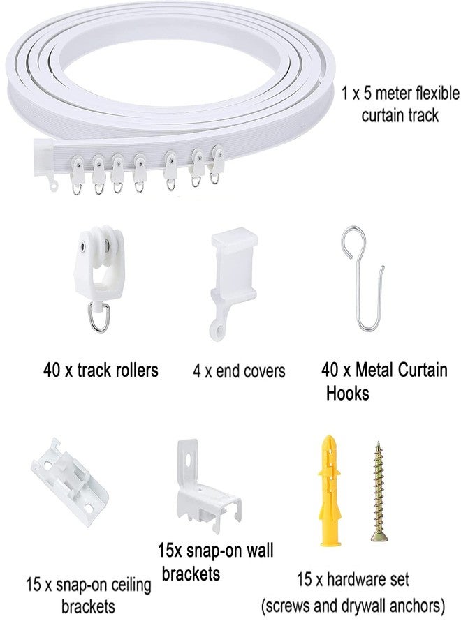 Manwetye 5 Meters (16.4FT) Flexible Bendable Ceiling Curtain Track,Room Divider, Window Treatment or Bay, Shower Track, Trailer Motorhome Curtain Track, Room Divider, Ceiling Track for Curtains - Image 2