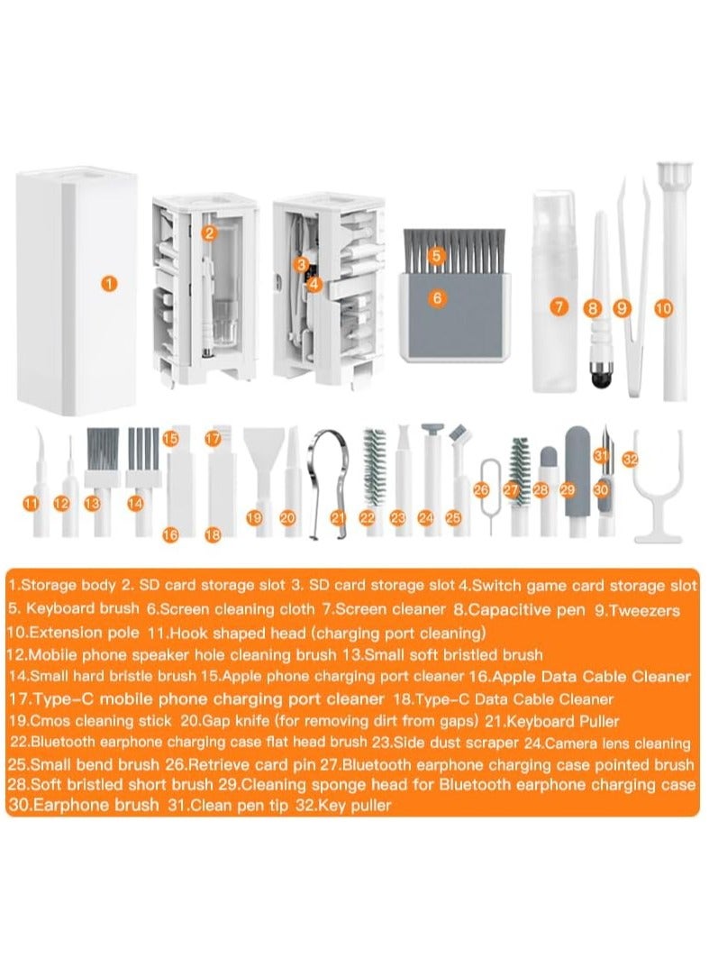 Keyboard Cleaning Kit, 32-in-1 Laptop Cleaning Kit, for Smartphones, iPads, Headphones, Cameras, Monitors - Image 2