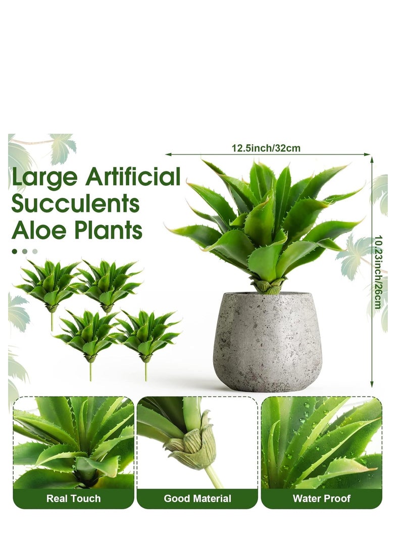 Generic 4 Pcs Artificial Succulents Plants Large Fake Faux Unpotted Leaves Realistic Aloe Plant DIY Crafting Greenery Indoor Decor for Home Wedding Party Wall Festival Office  - Image 2