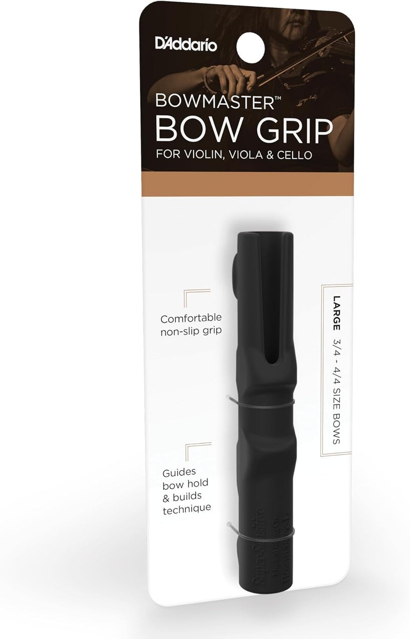 D'Addario Bowmaster Bow Grip for Violin, Viola & Cello - Large Size