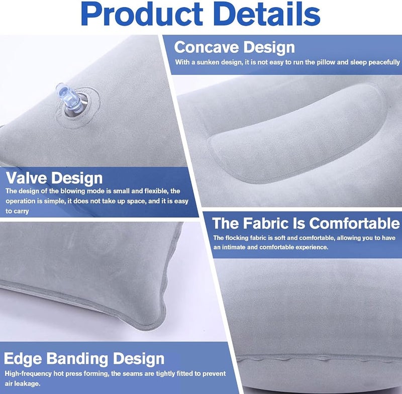 فيجكو VEGCOO عبوة من 5 قطع Inflatable وسادة, Multipack of Blow Up Pillows 22 * 34cm, Inflatable Pillows Compact Light Water Resistant, Perfect for Travel, Camping, Outdoors, Fishing, Beach - Image 3