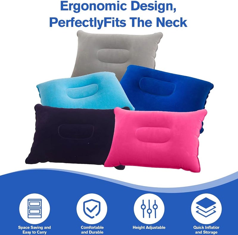 فيجكو VEGCOO عبوة من 5 قطع Inflatable وسادة, Multipack of Blow Up Pillows 22 * 34cm, Inflatable Pillows Compact Light Water Resistant, Perfect for Travel, Camping, Outdoors, Fishing, Beach - Image 4