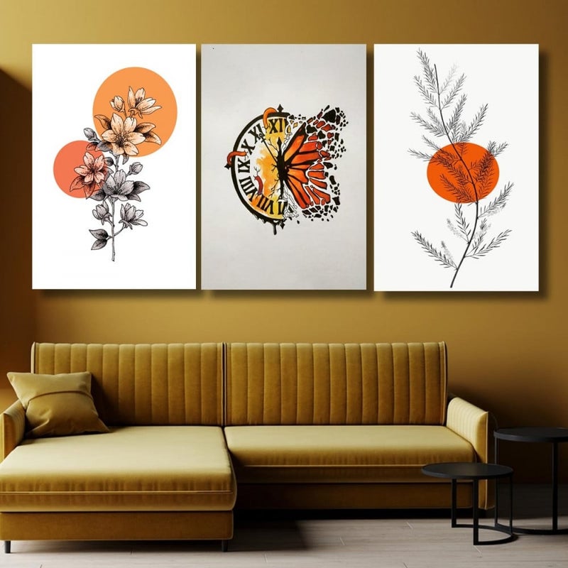 Marktna Three modern-designed canvas panels with a hollow frame, measuring (120×60), three pieces - Image 1