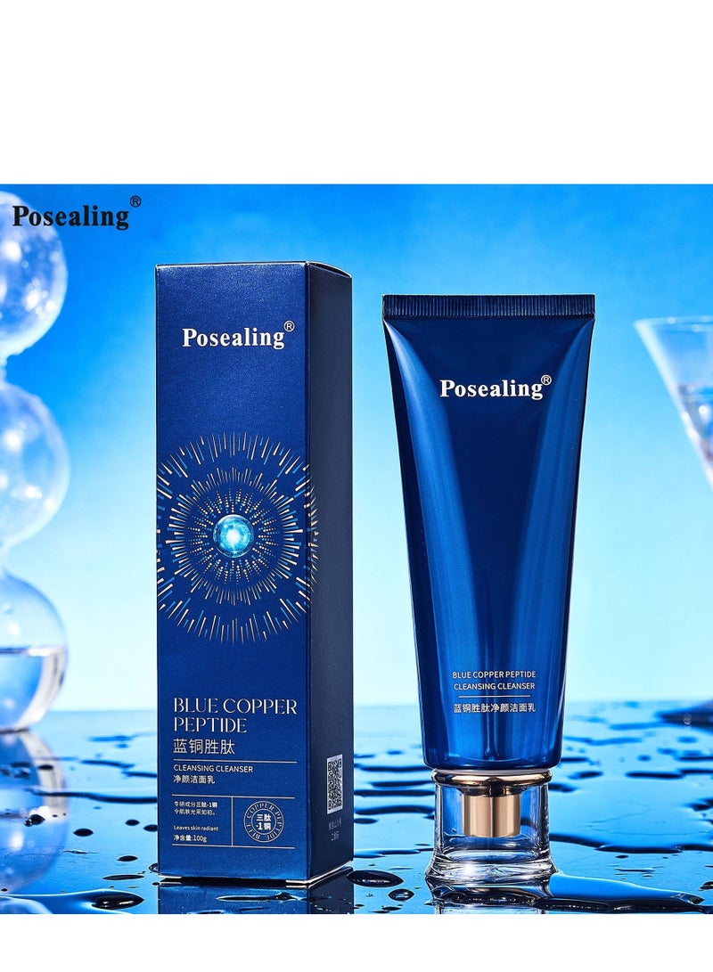 Posealing Blue Copper Peptide Face Cleanser,Blue Peptide Skin Care ,Anti Aging Serum for Face Scincare ,Peptide Moisturiser,Face Skin Care for Women Face Cleanser 100g - Image 1