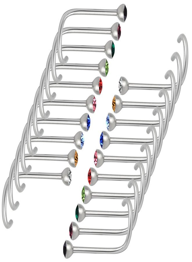 آربينشيا حلقات أنف مرصعة بأحجار الراين من الفولاذ المقاوم للصدأ 316L، مقاس 20G، بقطر 2.2 مم، من Rbenxia، 20 قطعة بألوان عشوائية، مناسبة للجنسين - Image 5