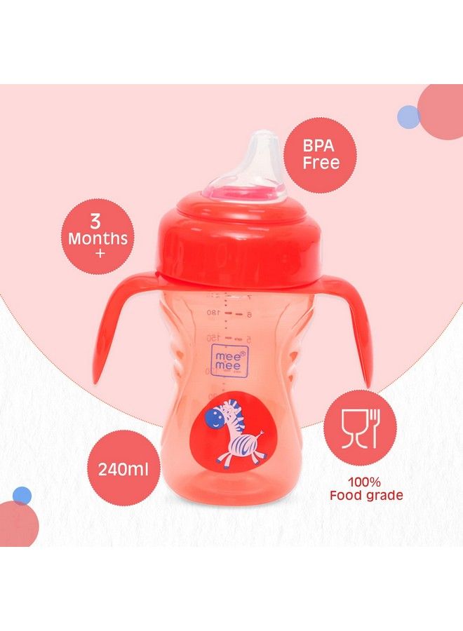 mee mee كوب شرب قابل للتحويل 2 في 1 خالي من BPA مع فوهة ناعمة وقشة مانعة للتسرب ومقبض قابل للفصل للأطفال؛ الصغار؛ الأطفال 210 مل أحمر (بلاستيك) - Image 3