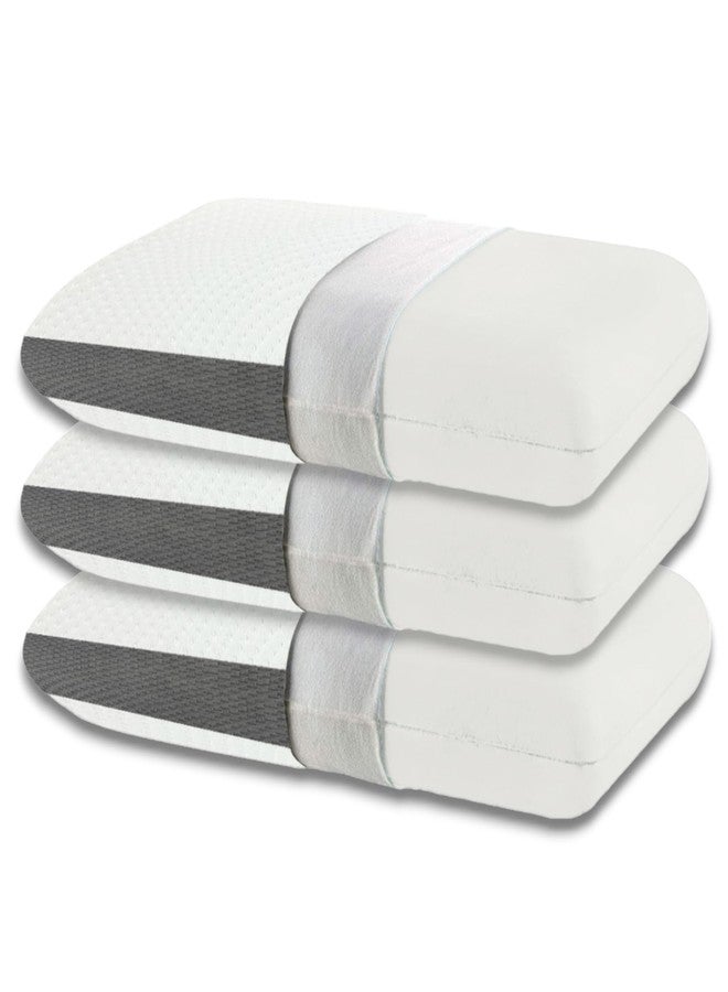 CUSHIO Memory Foam Pillow for Neck Pain and Shoulder Pain, Cervical Orthopedic Pillow 21x13x3 Inch, Ergonomic Memory Foam Neck Support Pillow, Ortho Pillow for Sleeping (Set of 3) White & Grey - Image 1